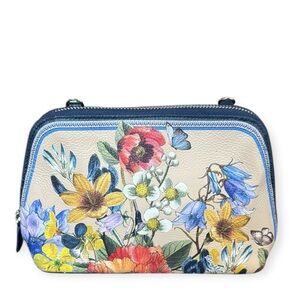 Brighton Floral zip up cosmetic/crossbody bag with waterproof liner-(no strap)